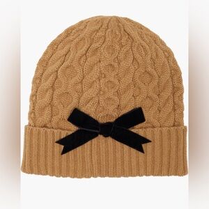 Kate Spade Velvet Bow Beanie in Light Tobacco (Tan)